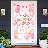 Lofaris Pink Floral Balloon Girls Baby Shower Door Cover